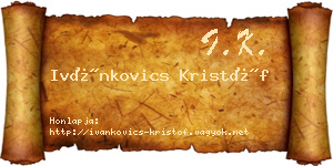 Ivánkovics Kristóf névjegykártya